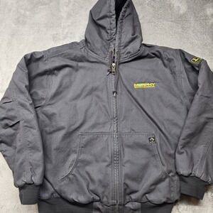 Dri Duck Cheyenne 5020 Canvas Hooded Work Jacket Mens XL Black Logo's Full Zip